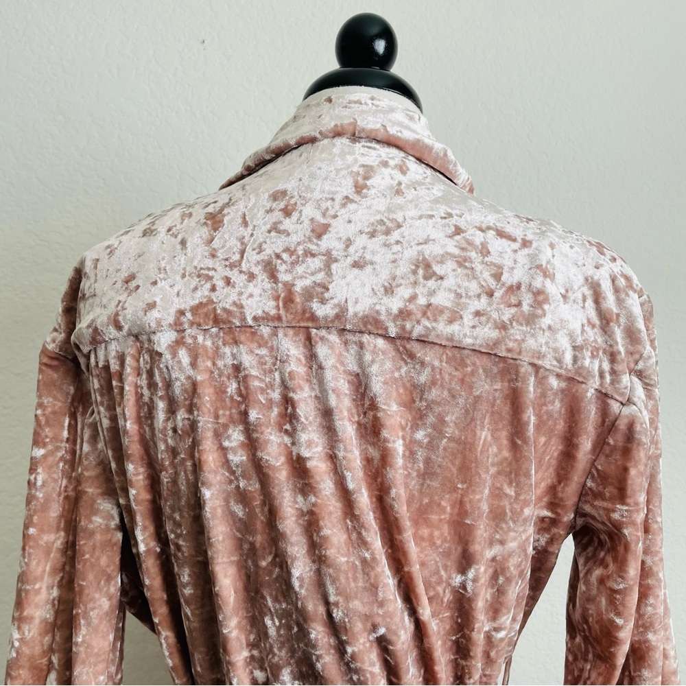 Chelsea 28 Pink Velvet Open-Front Belted Blazer Jacket Coat - Picture 9 of 14